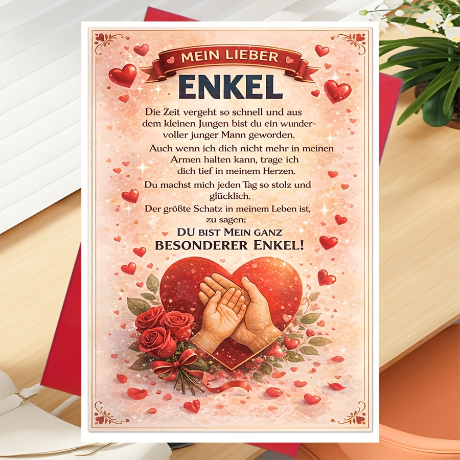 E-shop 1 Grußkarte + 1 Umschlag . Herzergreifende Liebesbotschaft für den Enkel von , um Stolz besondere Bindung auszudrücken, geschätztes Andenken,