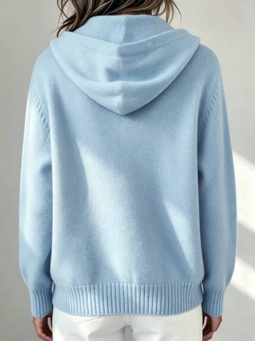 soft and sticky hooded cardigan womens single row wooden drawstring loose long sleeve sweater korean lazy style solid color versatile outerwear