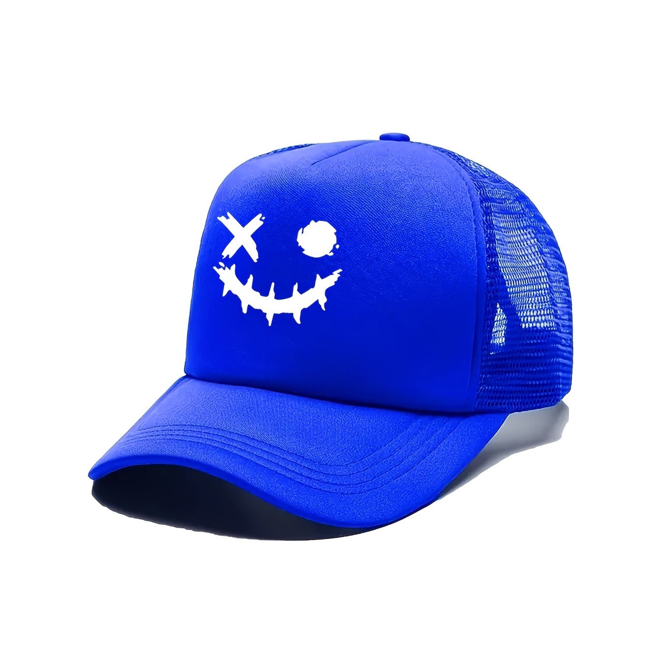 TEMU 1pc Smile Face Printing Adult Sponge Baseball Cap Daily Activities Outdoor Activities For Men And Women Adjustable Breathable Casual Curved Brim