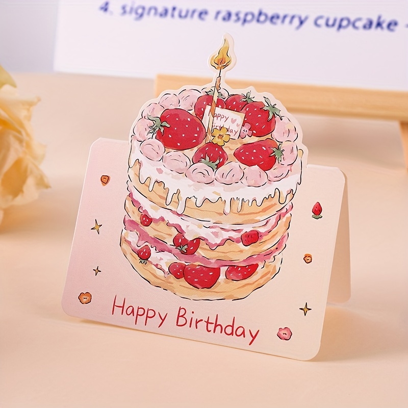 

10pcs Cartoon-themed 3d Pop-up Birthday Greeting Cards With Envelopes, Messages, Vibrant Cake Design - All , Foldable Celebration Cards Set, Birthday Decorations