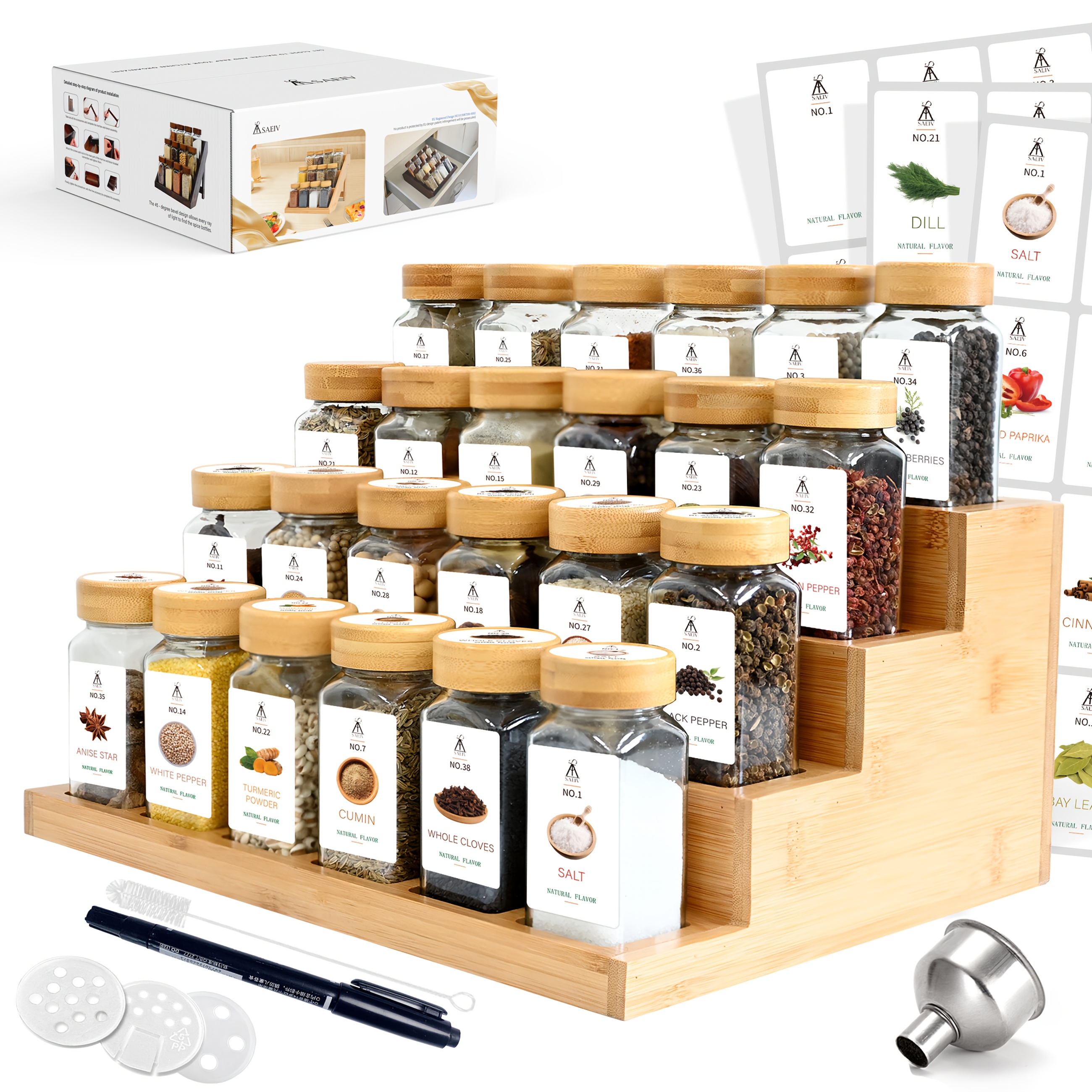 120ml bambulock kryddburk med 2 i 1 bambuställ 12/21/24 - Temu Sweden