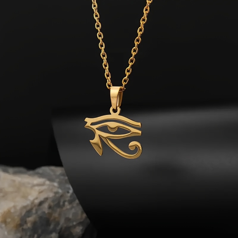 1pc Stainless Steel Ancient Egyptian Ancient Egyptian Mysterious Horus' Eye Pendant Necklace - Men And Women Casual Vacation Trendy Amulet Accessories Gift