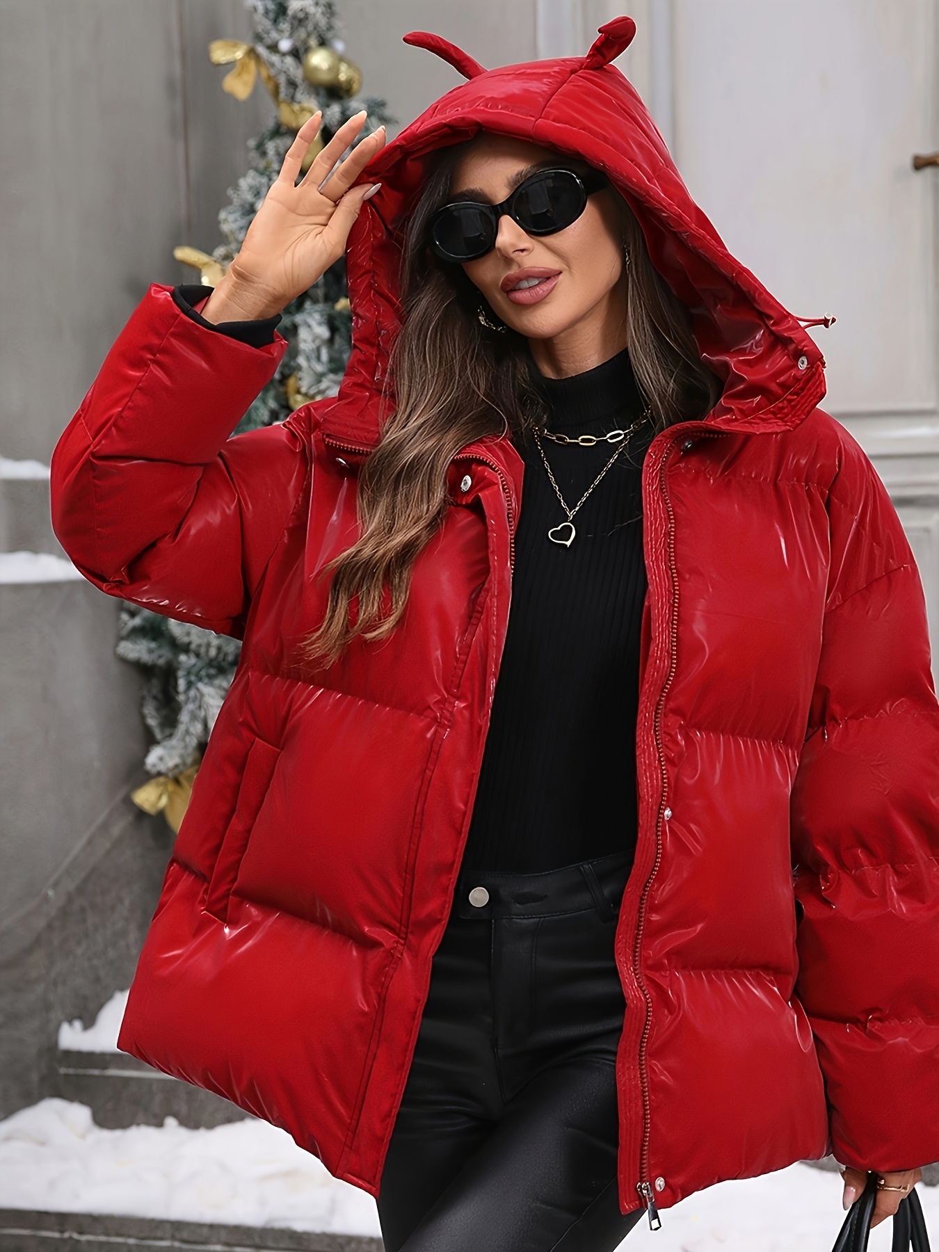 plus size plus size womens elegant hooded winter coat warm Temu