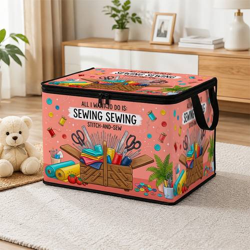 item picture 1pc creative workshop style lidded storage bin sewing tool organizer foldable bag blanket tidy bathroom organizer home gift storage closet tidy rectangle shape closure