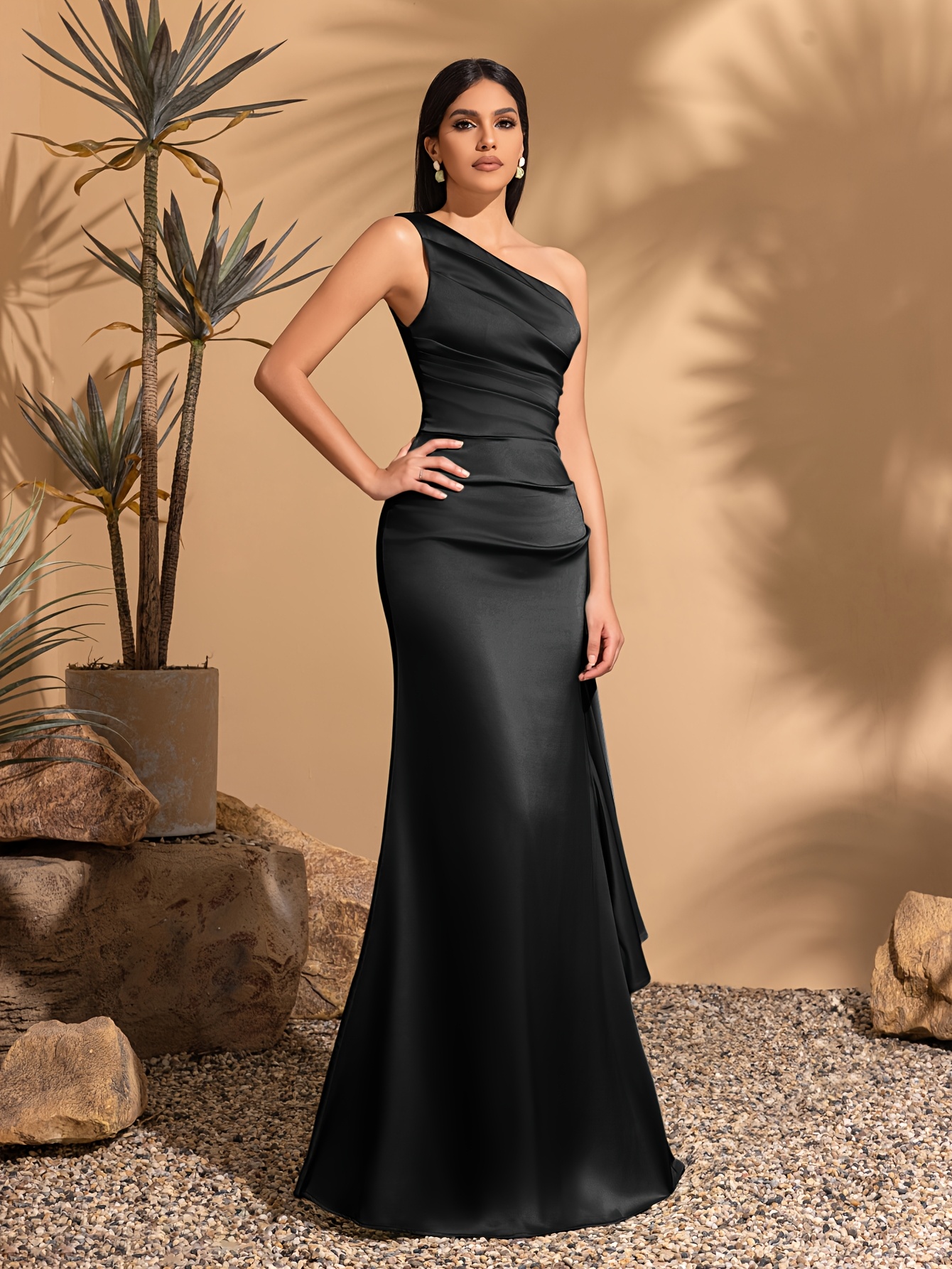 asymmetrical shoulder elegant chic womens party dress womens - Temu Bahrain