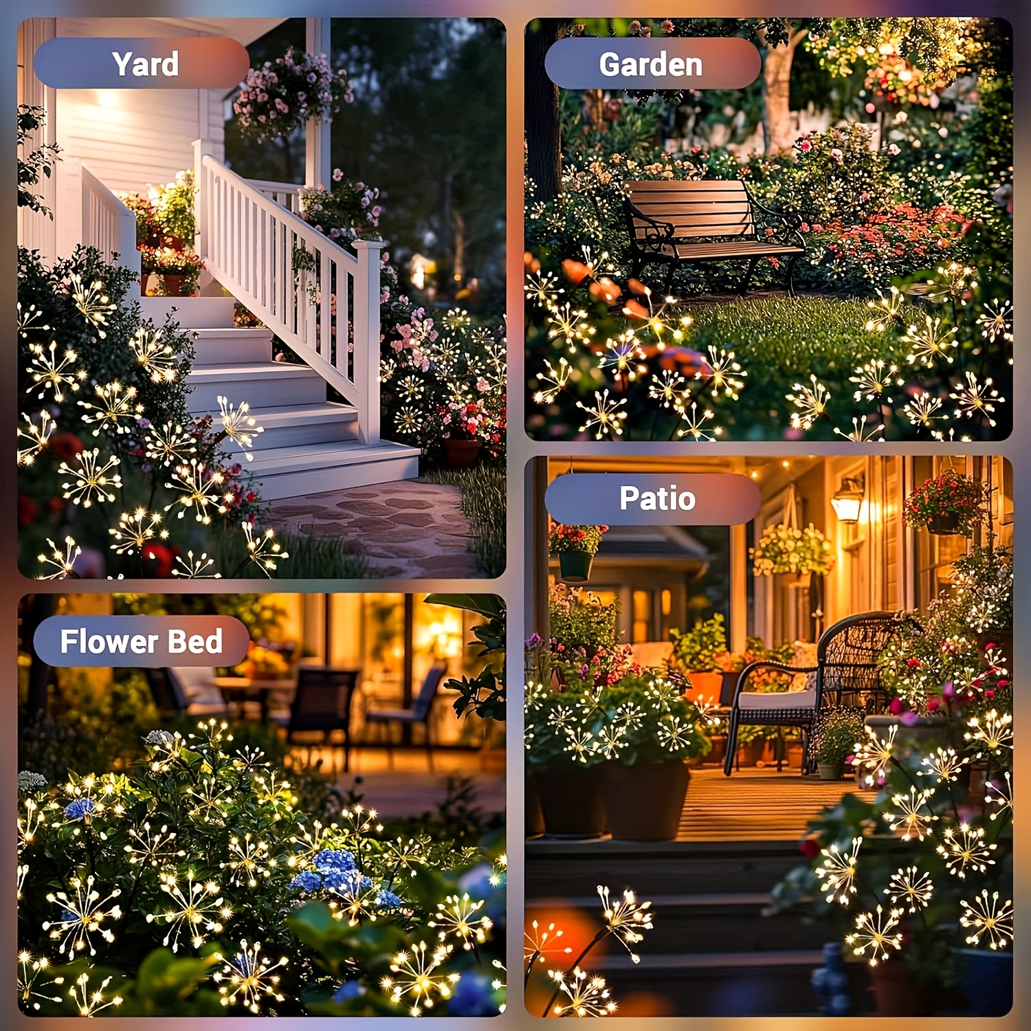 new outdoor solar firework lights 8   switchable suitable for courtyards walkways gardens christmas halloween party decorations