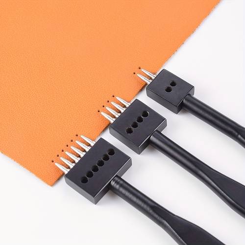 new row punch 1pc 3pcs 4 5 6mm pitch 1mm hole diameter 2 4 6 teeth leather belt punching sewing round hole wallet bag sewing