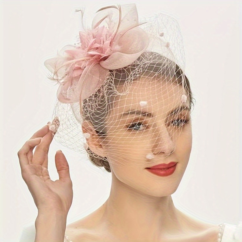 schleier-mesh-derbyhut 1 stück fascinator für teeparty halloween geburtstag pferderennen hochzeitshut kirchenhut mit stirnband clip zweifach verwendung