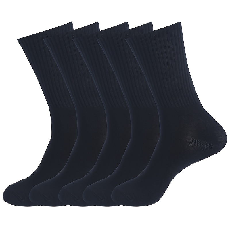 TEMU 5pcs Men's Mid-calf Socks Solid Socks