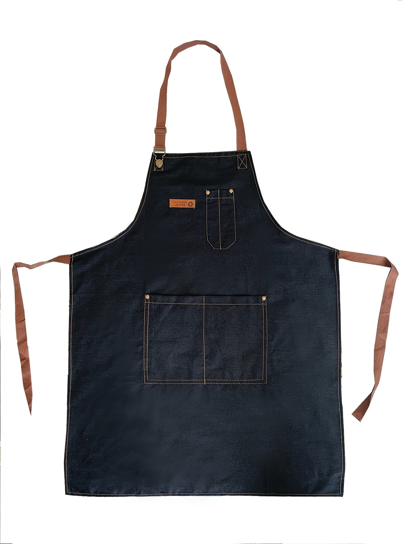 Men'S Denim Apron, Soft, Adjustable Neck, 3 Pockets, Casual Style, Non-Stretch Solid Color, Regular Fit, with Woven Blend (80%, 20% Polyester) for Cooking, BBQ, Kitchen, Restaurant Server Workwear