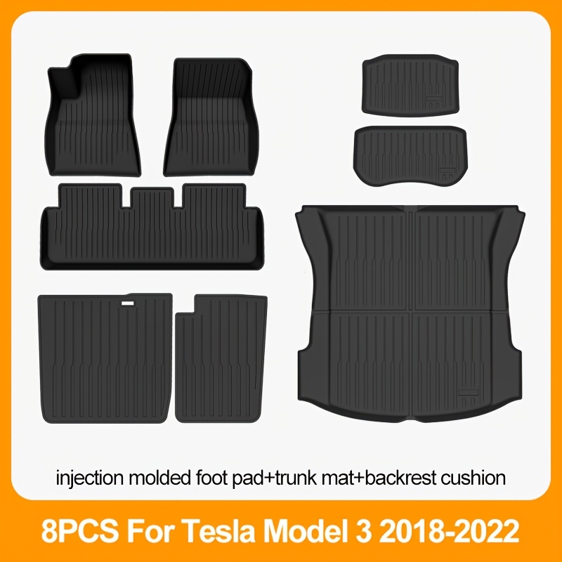 Image of For Model 3 Floor Mats Compatible Left-hand Drive (lhd) Driver Position Tpe Protection Non-slip Car Floor Liners, Wear-resistant Suitable For Model 3 2018-2022 Interior Accessories
