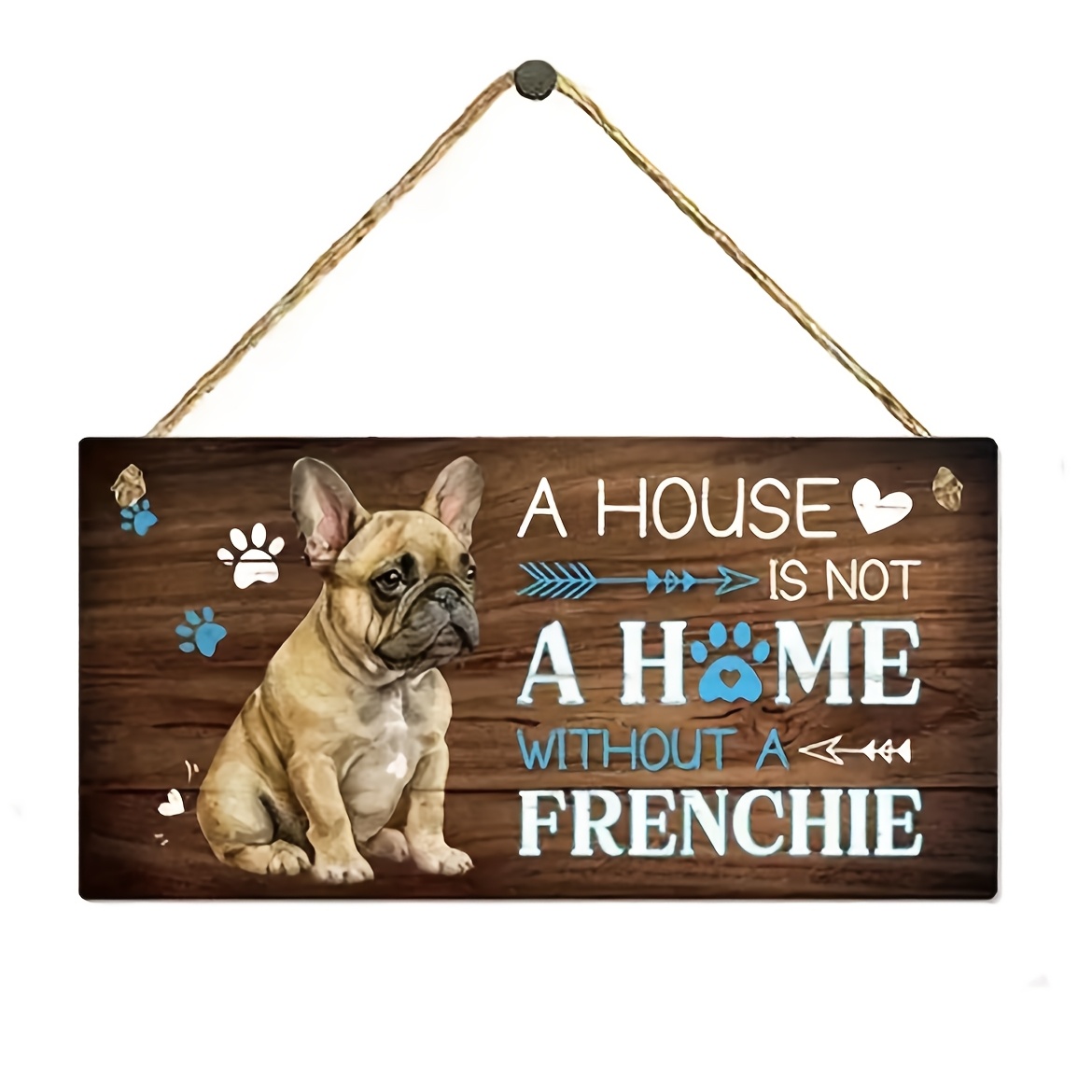 TEMU 1pc Panneau en Bois Bouledogue Français Décoration Murale - Plaque en Bois Suspendue Polyvalente pour Maison, Porte d'Entrée, Porche,
