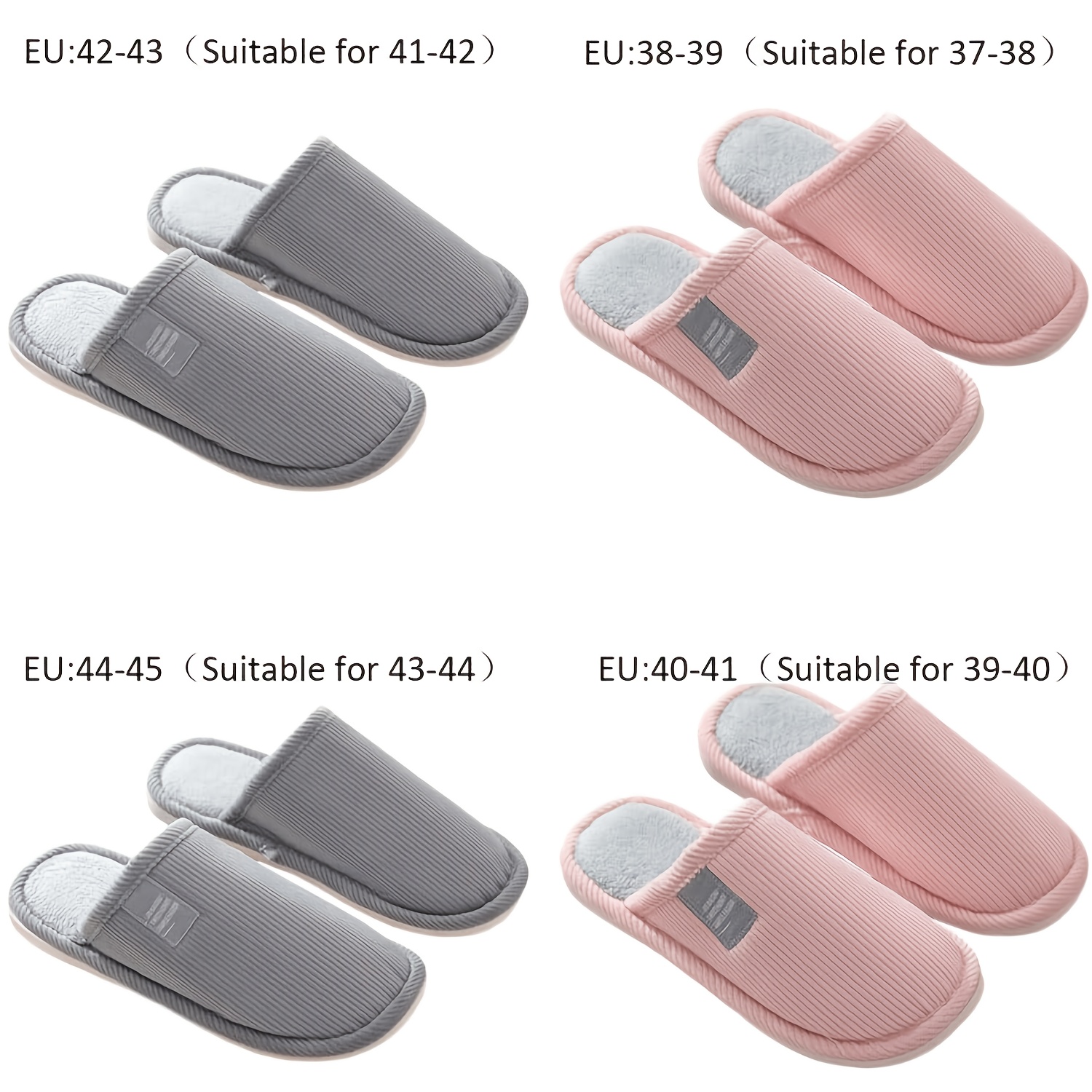 4 Pairs Unisex Slippers Set, Comfortable Plush Soft Slippers For Men And Women, Winter Warm Non-slip Shoes, Indoor Home Slippers, Beautiful Thick Guest Slippers, Cosy, Soft, Fluffy, Lightweight