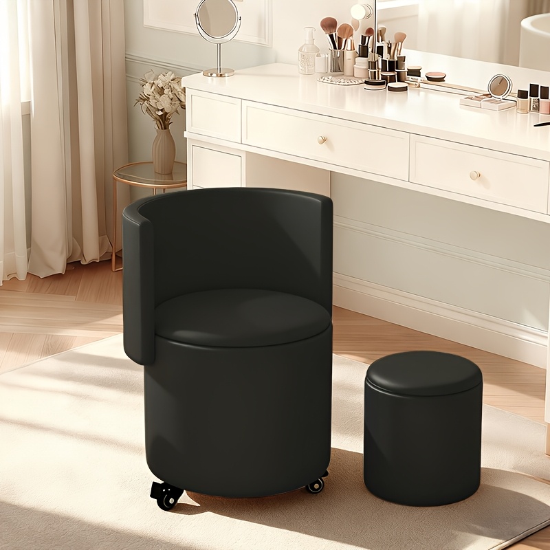 Image of Rotating Office Chair Multifunctional Folding Stool With Hidden Compartment Compact Padded Footstool Suitable For Small Spaces Home Office Bedroom Living Room