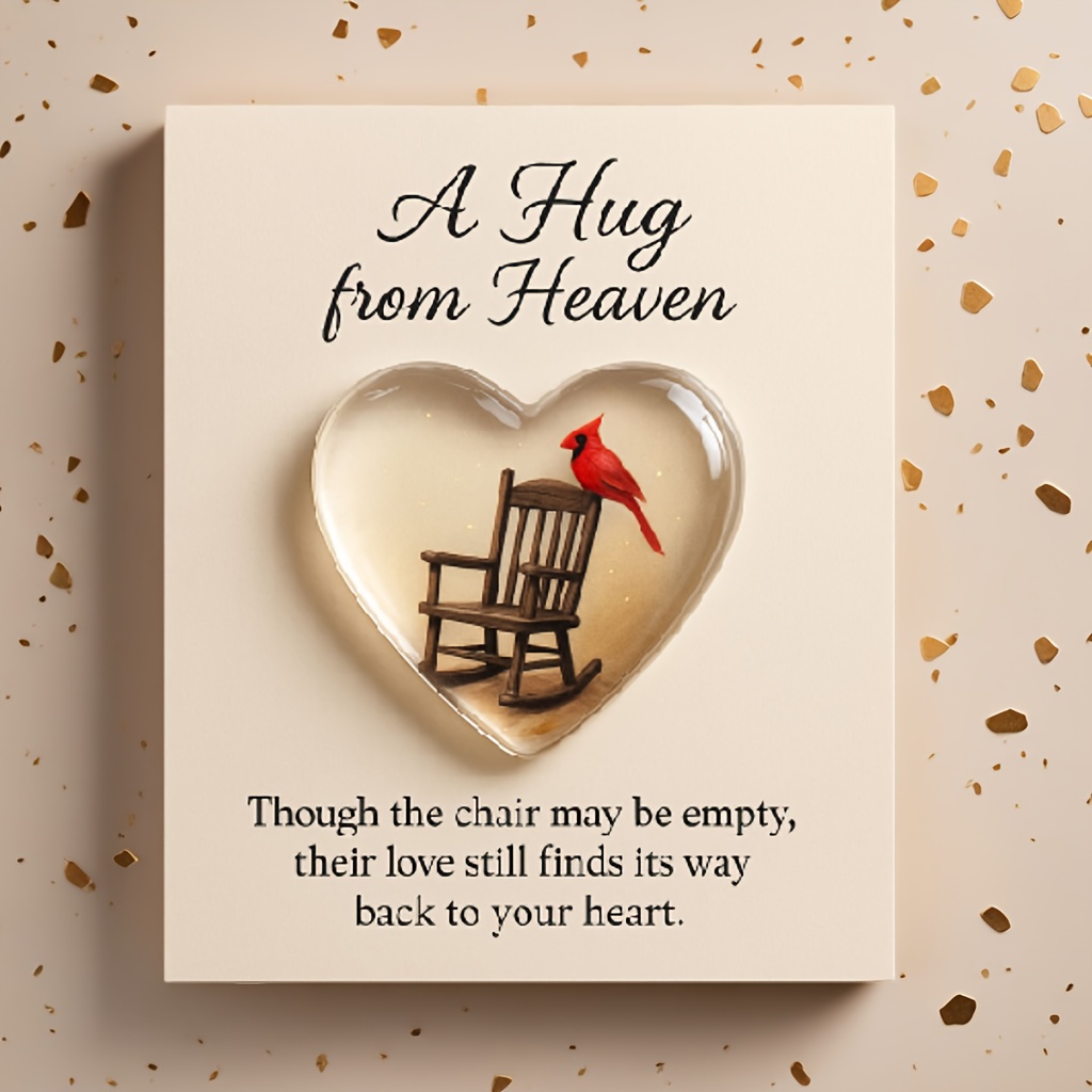 a pocket sized   heart greeting card with a heart shaped commemorative angel statue including an inspirational sentiment card suitable for memorial decor home decor and  