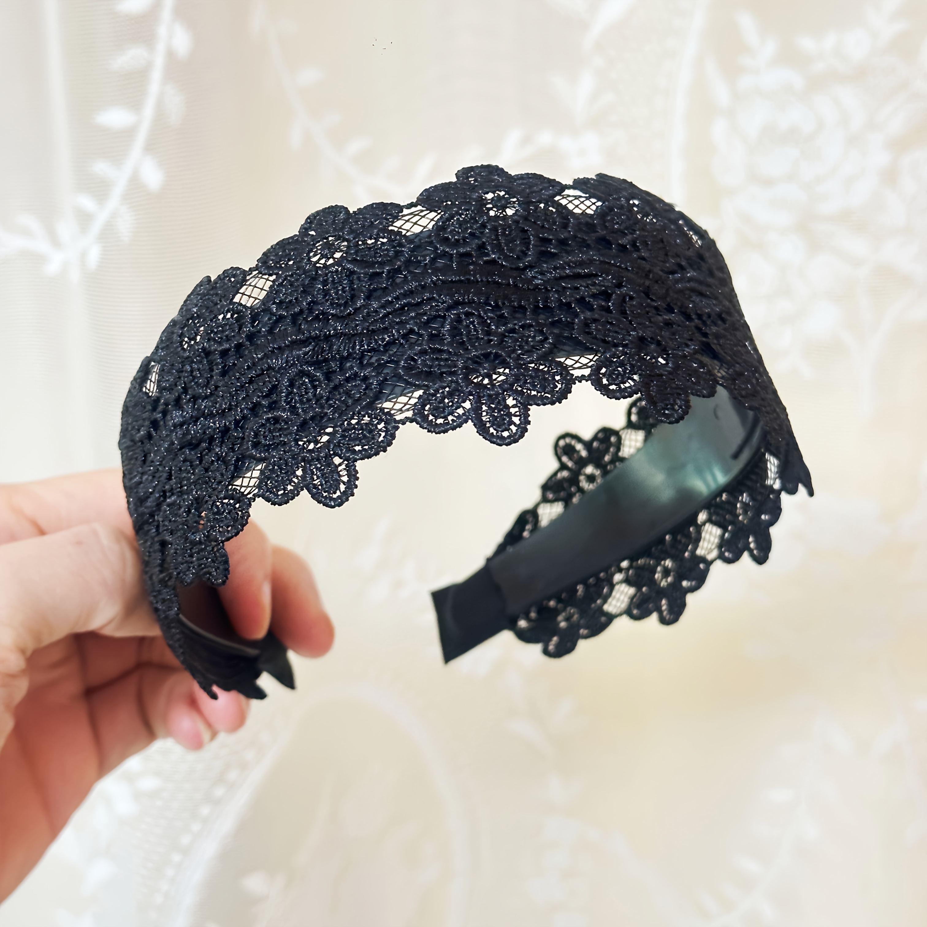 TEMU Fascia per capelli con fiori di pizzo, retr簷 francese, elegante accessorio per capelli, per uscite , appuntamenti e look casual