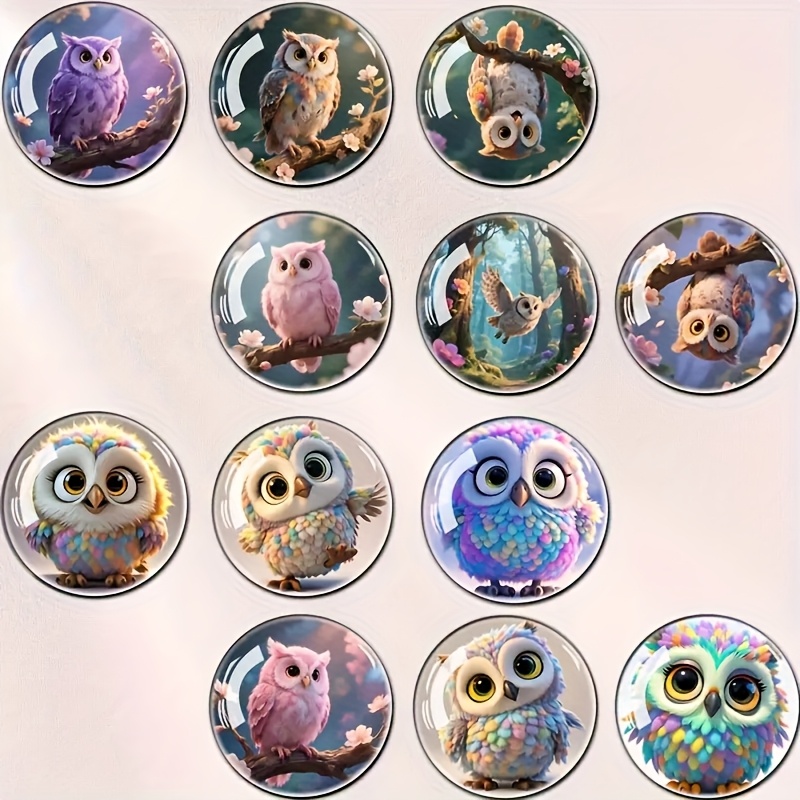 TEMU 12pcs Colorful Owl Fridge Magnets, Fridge Magnets, Storage Cabinet, Refrigerator, Whiteboard, Decoration, School Cabinet, Office Cubicle,