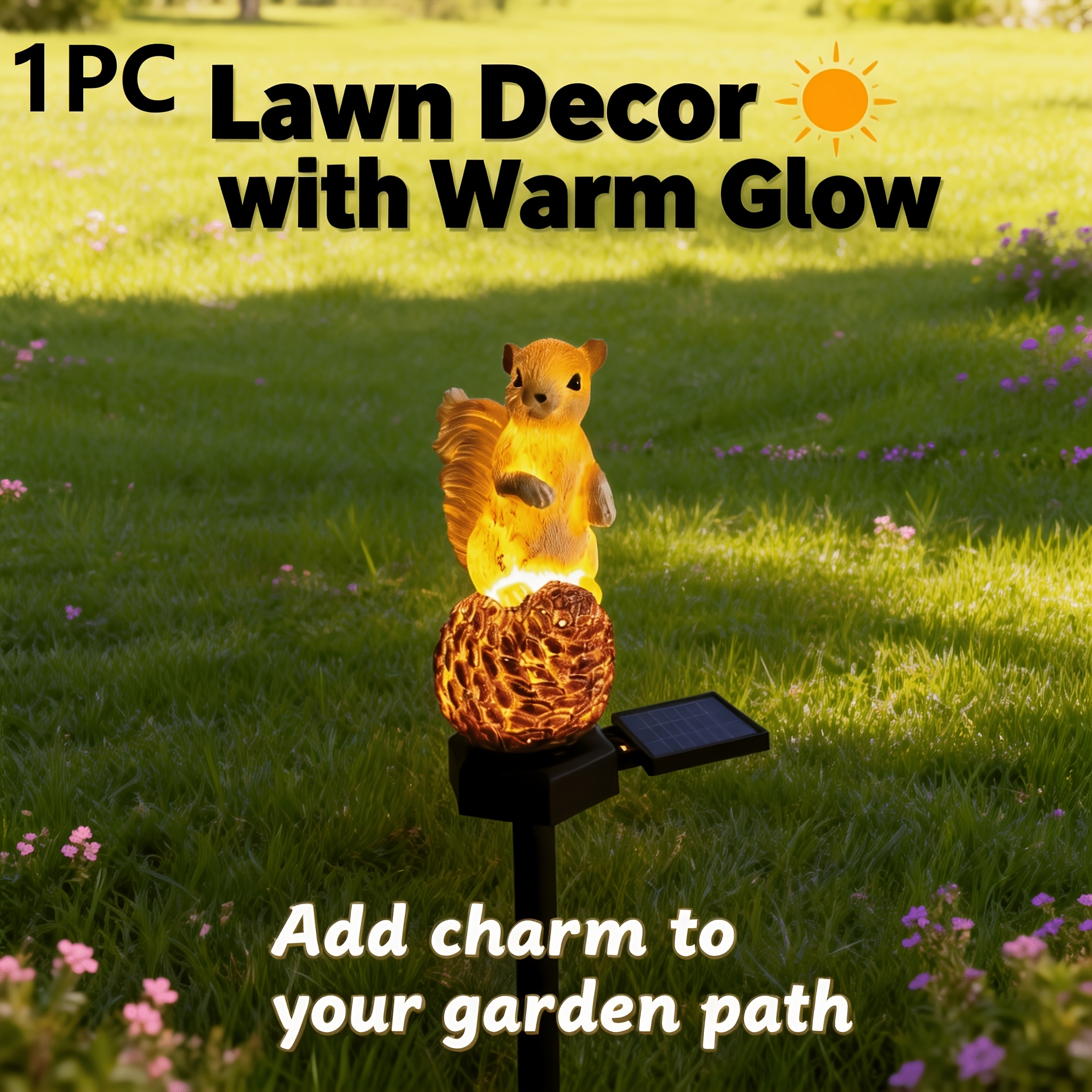 Image of Solar Squirrel, Led Outdoor Decorative Landscape Lights, Suitable For Gardens, Lawns, And Festive Decorations. Outdoor Lighting. 1pc