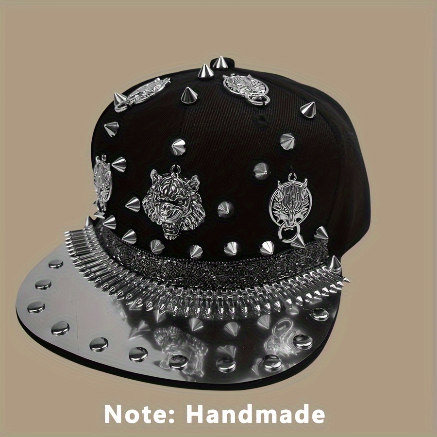 Style Hip Hop Hat With Punk Rivets And Pointed Rivets For Men And