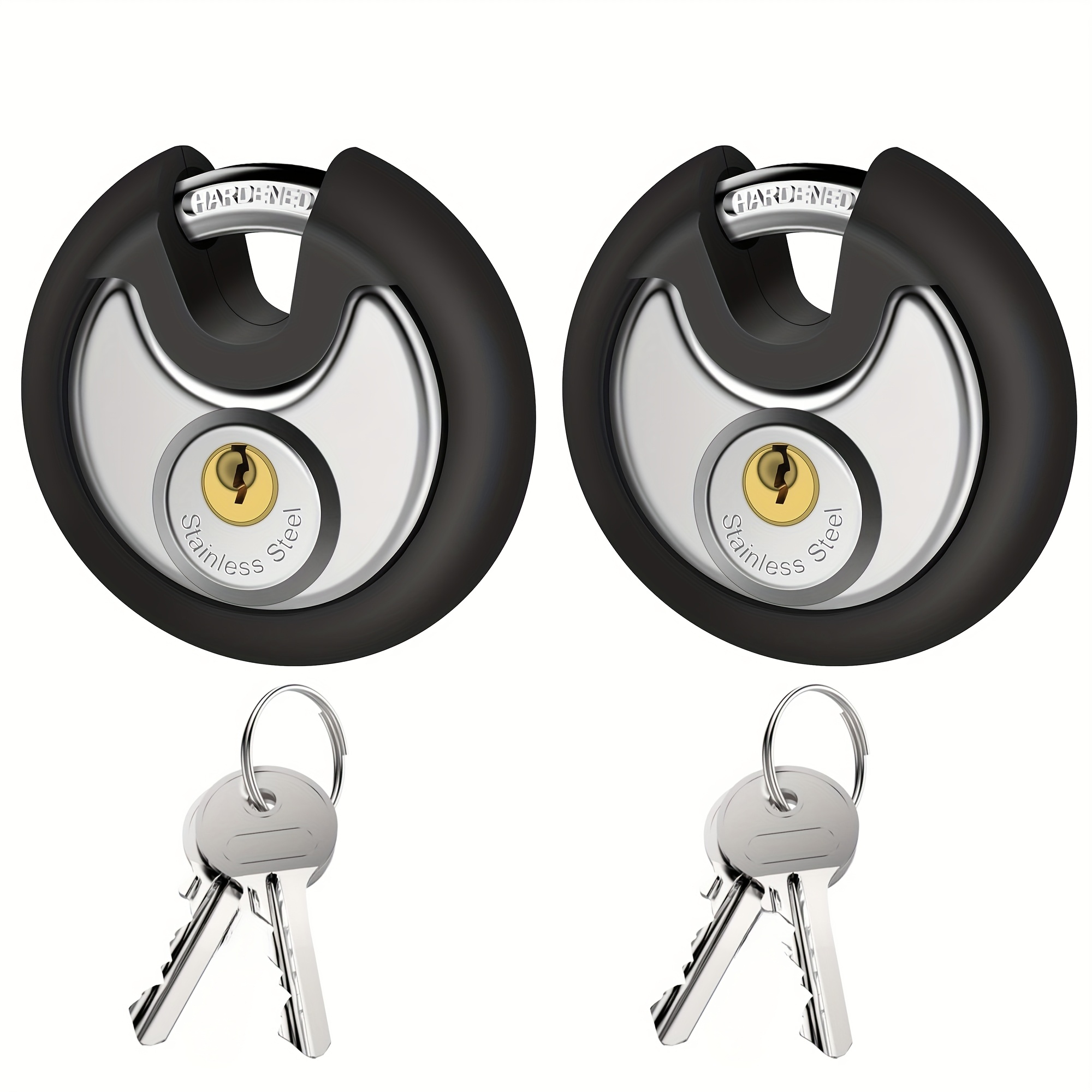 Outdoor Padlock For Storage Unit, Waterproof Stainless Steel With Rubber Bumper For Sheds, Gate And Fence, Heavy Duty Discus (3/8-inch Shackle)