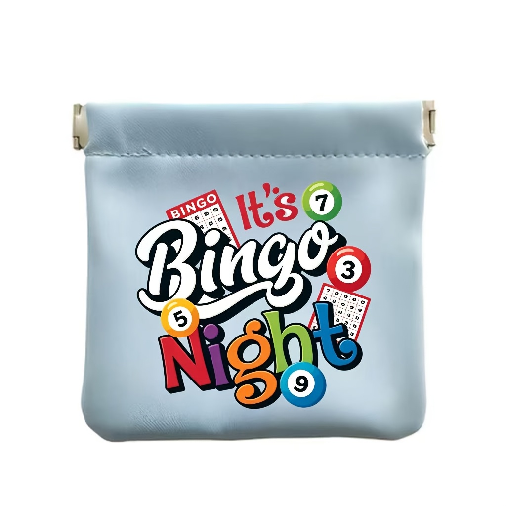 TEMU Porte-monnaie et porte-clés sur le thème de la soirée Bingo - Portefeuille sur le thème du Bingo avec carte de Bingo, boule et motif de carte de