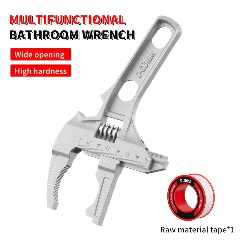 TEMU Multi Functional Wrench, Short Handle, Large Opening Wrench, Tool For Pipeline Installation, Mechanical Vehicle Maintenance Wrench, Adjustable