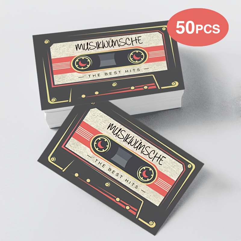 E-shop 50 Musikwunsch-Karten mit Kassetten-Design, Größe 3,54 x 2,1 Zoll. für Segenspartykarten, geeignet für Hochzeiten, Jahrestage, Valentinstag oder