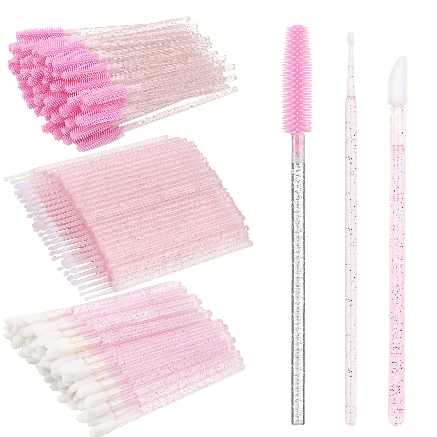 TEMU Jengme 200pcs Disposable Kit - Multipurpose Mascara Wands, Lip Applicators & Cleaning Swabs For Eyelash Extensions, Slon, Nail Art & Microblading