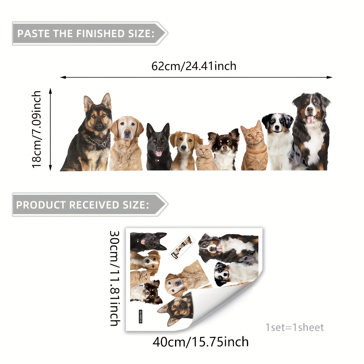 Image of 1 (30*40cm) Fun And Adorable Pets Row Of Realistic Puppies Static Cling Window Cling, Double-sided 20-gauge Glass Decorative Sticker (d12000-yx)