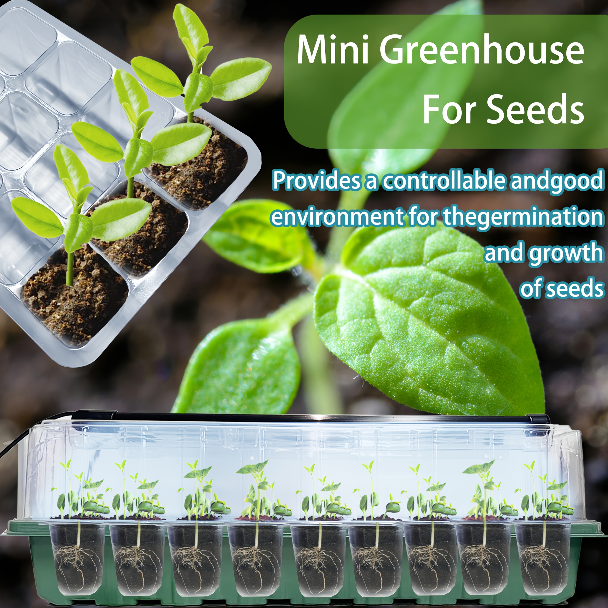72-Cell Seed Starter Tray with Growth Light, 2 Seed Germination Kits, Adjustable Humidity Dome, Tall Lid Seedling Tray, 4 Full Spectrum LED Light Strips, Smart Timer with 3 Modes for Indoor Plants, Seedling Starter Kit.