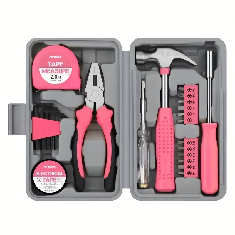 

Pink Household Hand Tool Set Electrical Maintenance Tool Household Multi-function Vehicle Combination Toolbox Set