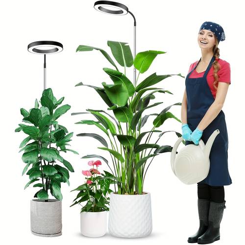1 2 packs diameter 16 cm indoor plant usb growth lamp ring 72 led 6000k height adjustable up to 160 cm with automatic on off timer 3 9 12h 9 level adjustable brightness