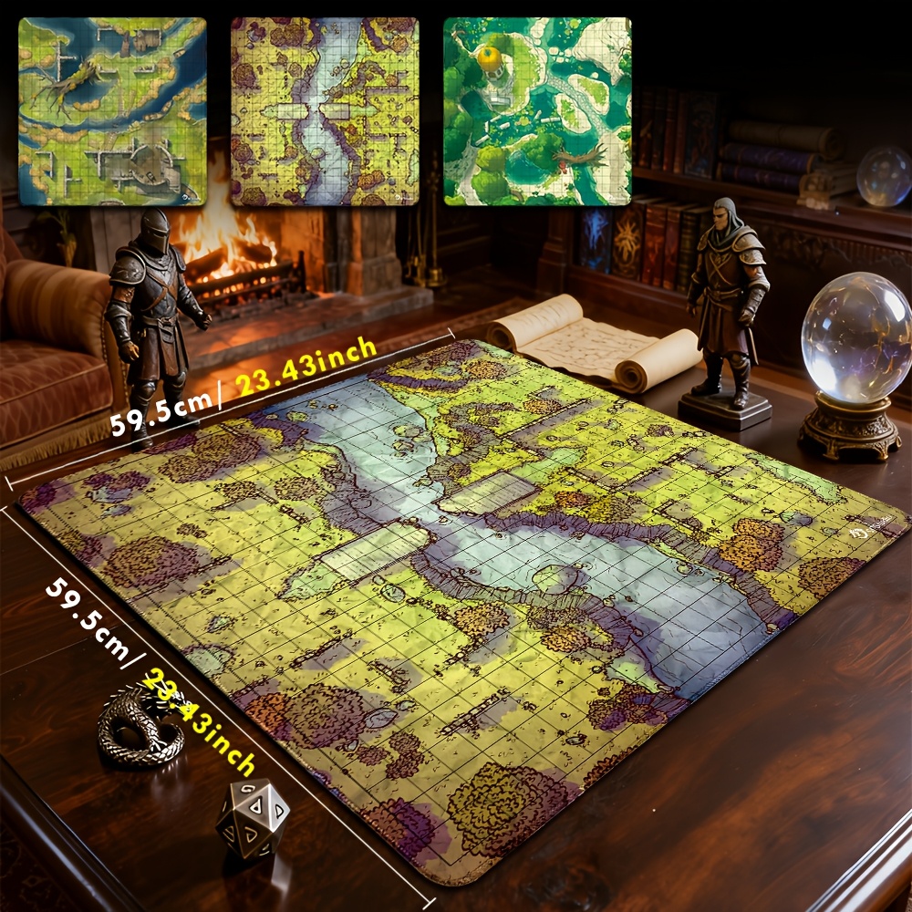 DND Battle Mat with 2.54 cm Grid, Forest Theme
