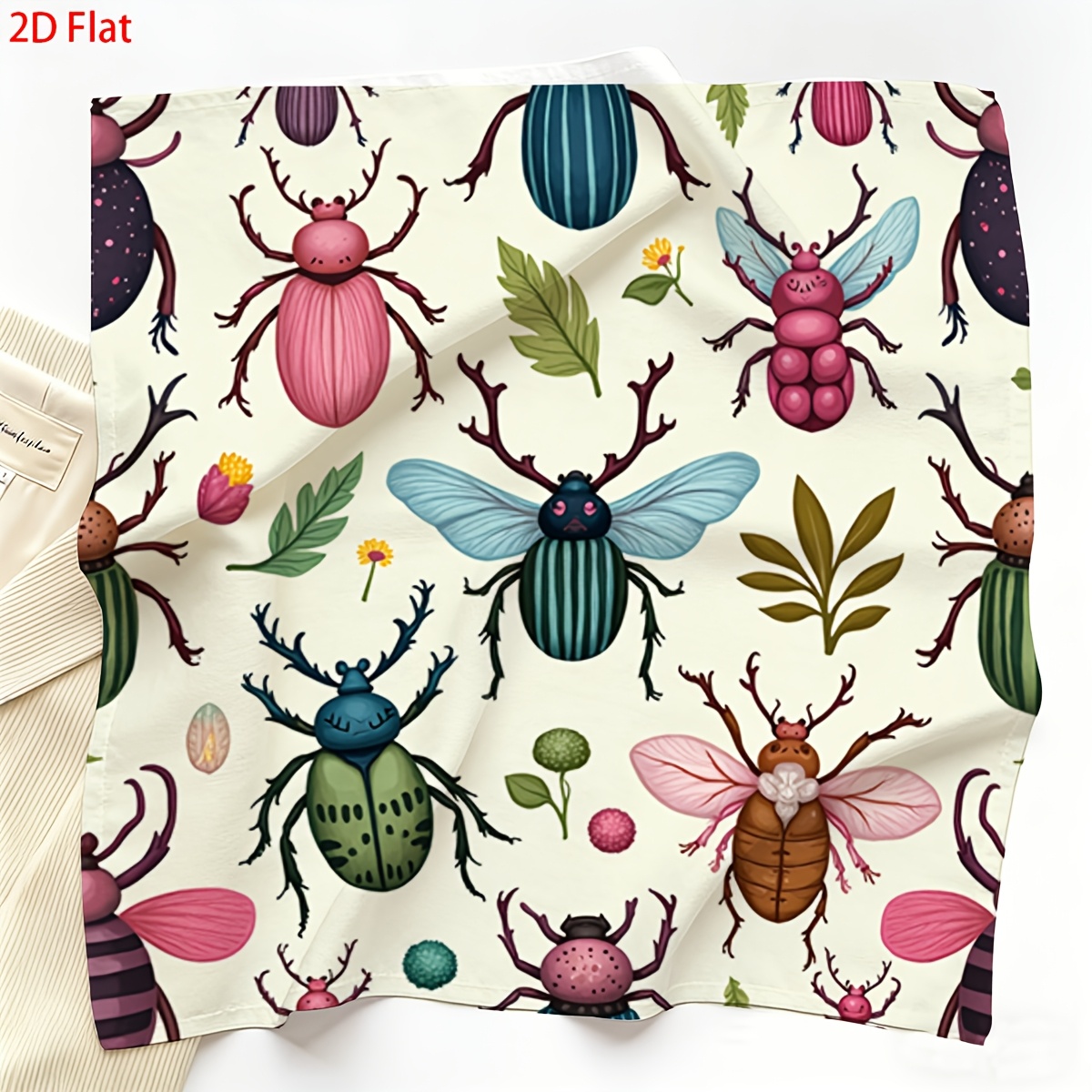 TEMU 2D , 1 Pieza Pañuelo de Mujer con Estampado de Insectos - Chal Cuadrado Temático de Ideal para Fiestas Temáticas, Viajes y Uso Diario, y