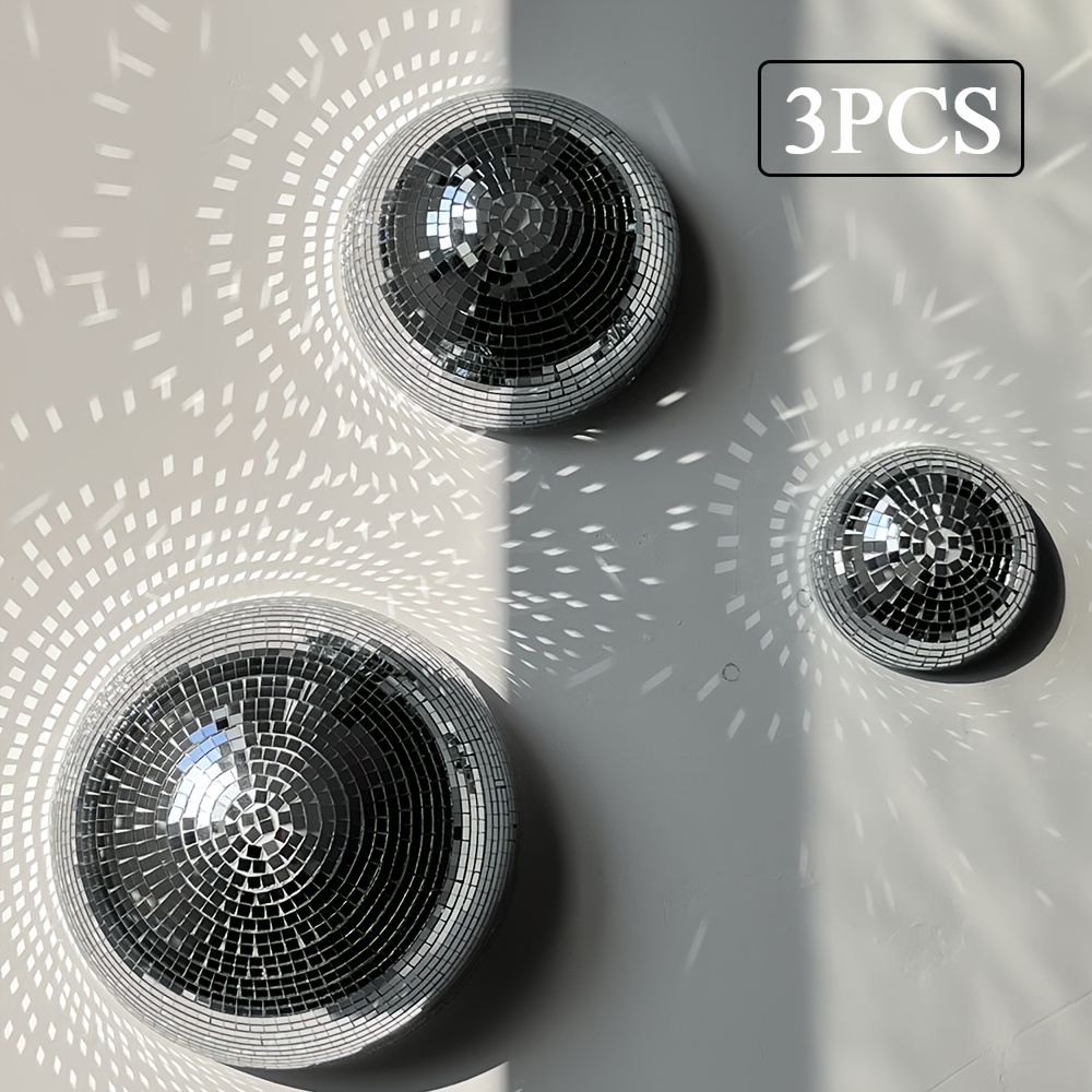 3pcs Disco Glass Mirror Balls, Decor Hanging Ornaments, Home Ornaments, Hanging Decorative Balls, Small Medium Large Size Hanging Set