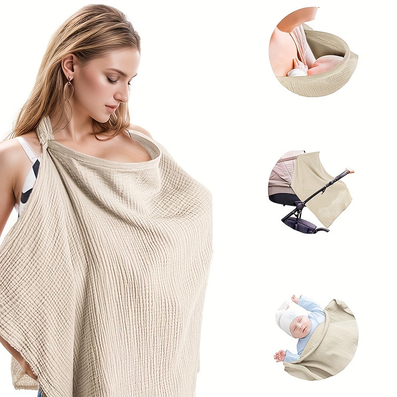

Breathable Gauze Nursing Cover - 1pc, Discreet Breastfeeding Shawl For Moms, Polyester, Ages 14+