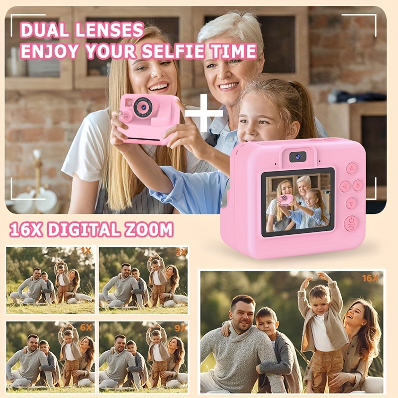 Kids Camera Instant Print Camera For Kids, Portable Camera That Print Photo, Instant Digital Camera For Kids Printing Camera Toy 3 4 5 6 7 8 9 10 Year Boy Girl Christmas Birthday Gift