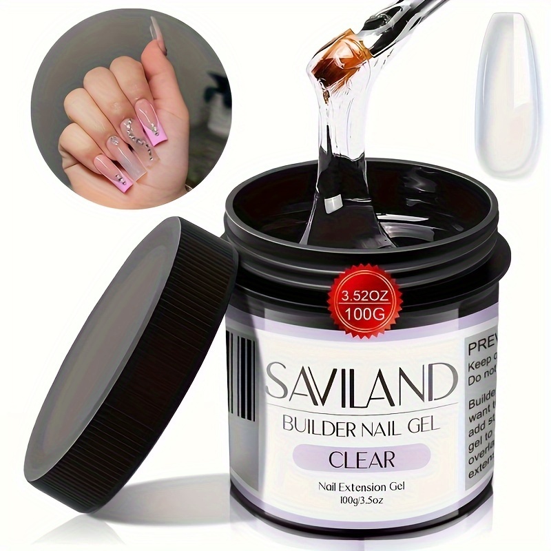 

Saviland Builder Nail Gel, Clear Nail Extension Gel Kit In Black Plastic Jar, Multipurpose For Nail Extensions, Glitter Design &