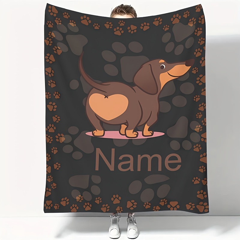 

Personalized Dachshund Dog Blanket - Custom Name & Text, Soft Polyester, , Hypoallergenic, Travel & Camping