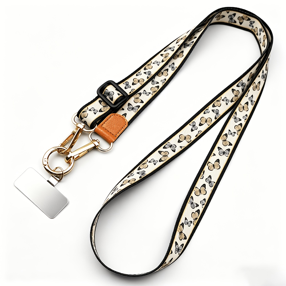 TEMU Retro Pattern Phone Lanyard Adjustable Crossbody Shoulder Strap Wide Soft Neck Strap Anti-loss With Tether Tab For Iphone All Phones