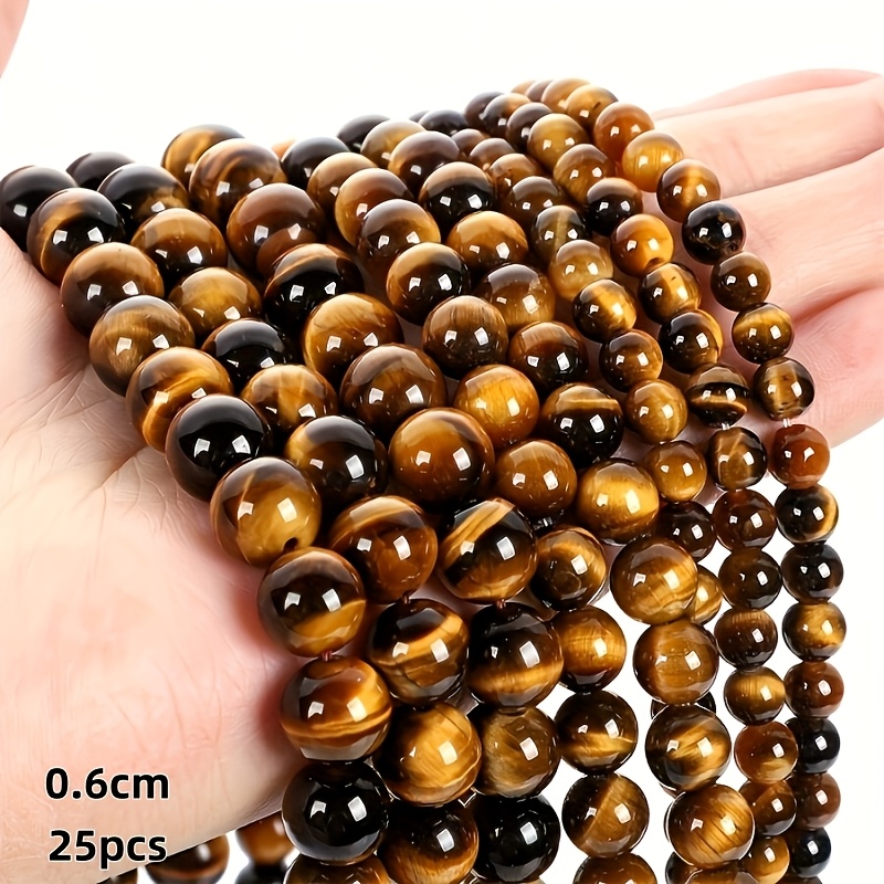 TEMU [natural Eye Stone Beads] Natural Stone 's Eye Stone 1 Strand Loose Beads 4-10mm Beads | Bohemian Polished Beads With Stripes With Black Spots