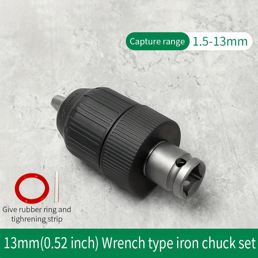 TEMU Weiligu 1.5-13mm Chuck, 1/2 Inch Hex Socket, -locking Keyless For Drills, Metal & Plastic, Battery-free, Home Tool Accessory