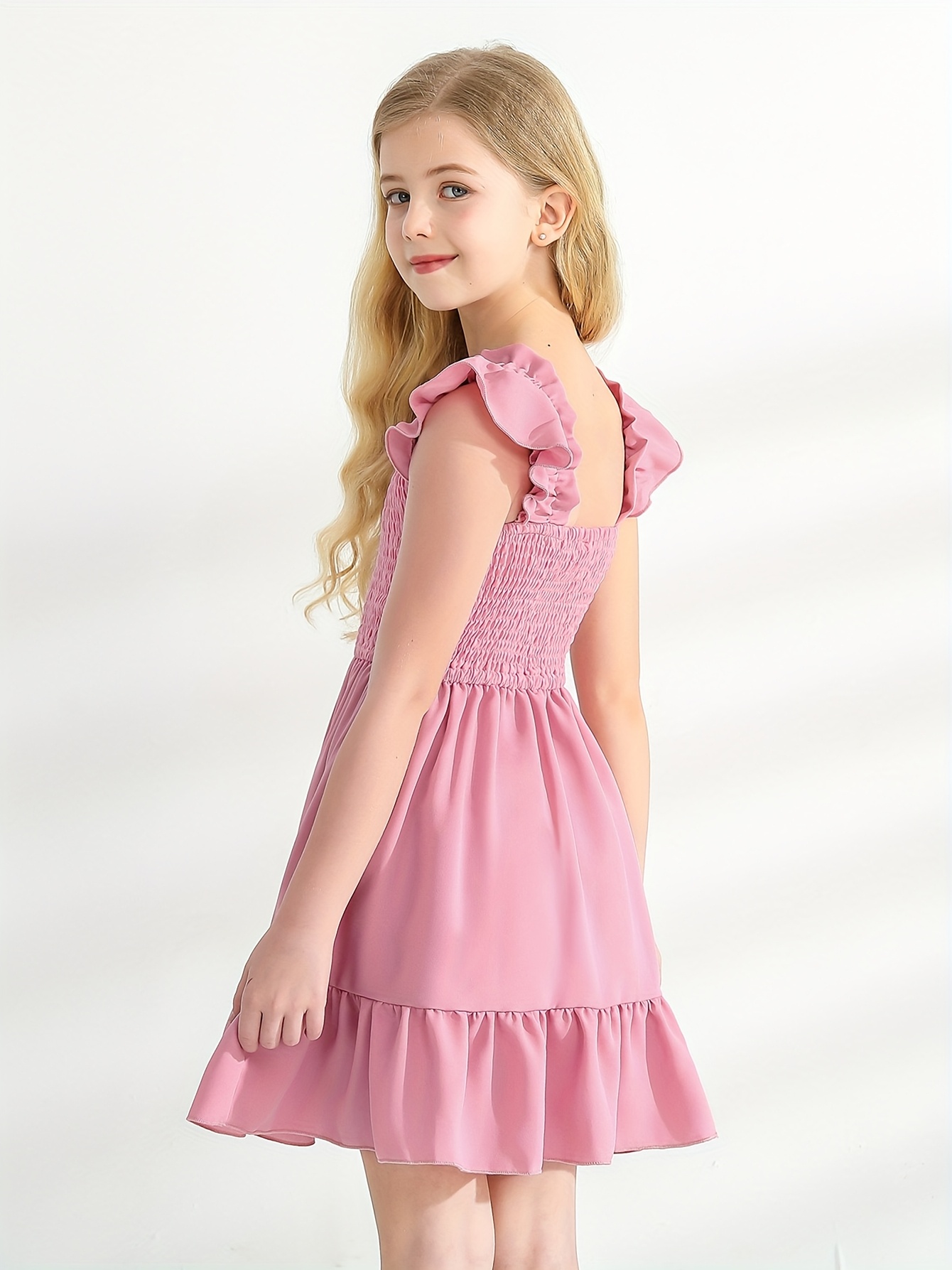 6 13y girls summer solid color sleeveless dresses kids - Temu