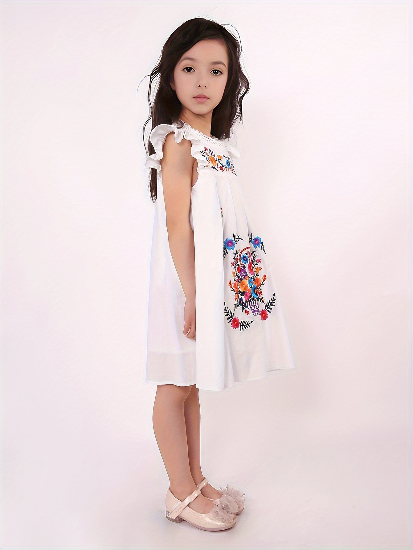 Vêtements Mexicains Pour Enfants 2025, Robe Traditionnelle Style National à Manches Longues, Tenue De Princesse Pour Adolescents Avec Coiffe, Carnaval De Fleurs, Fête D'Anniversaire