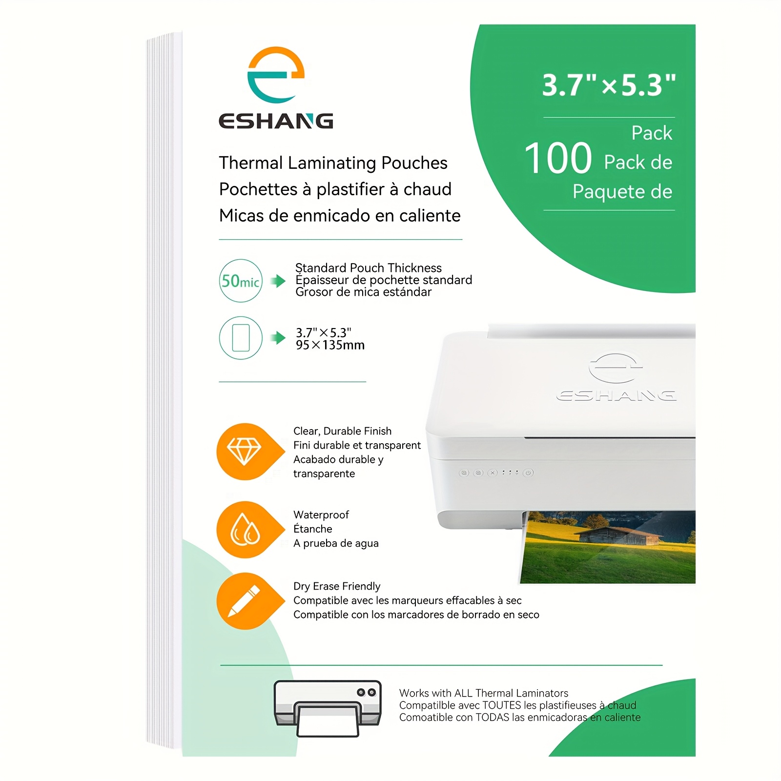 TEMU 100-pack Laminating Sheets, 0.05mm Thickness, 3.7"×5.3" For 3r (5" Size), Pouches, Clear, Durable, Waterproof, For Laminator, Office And School
