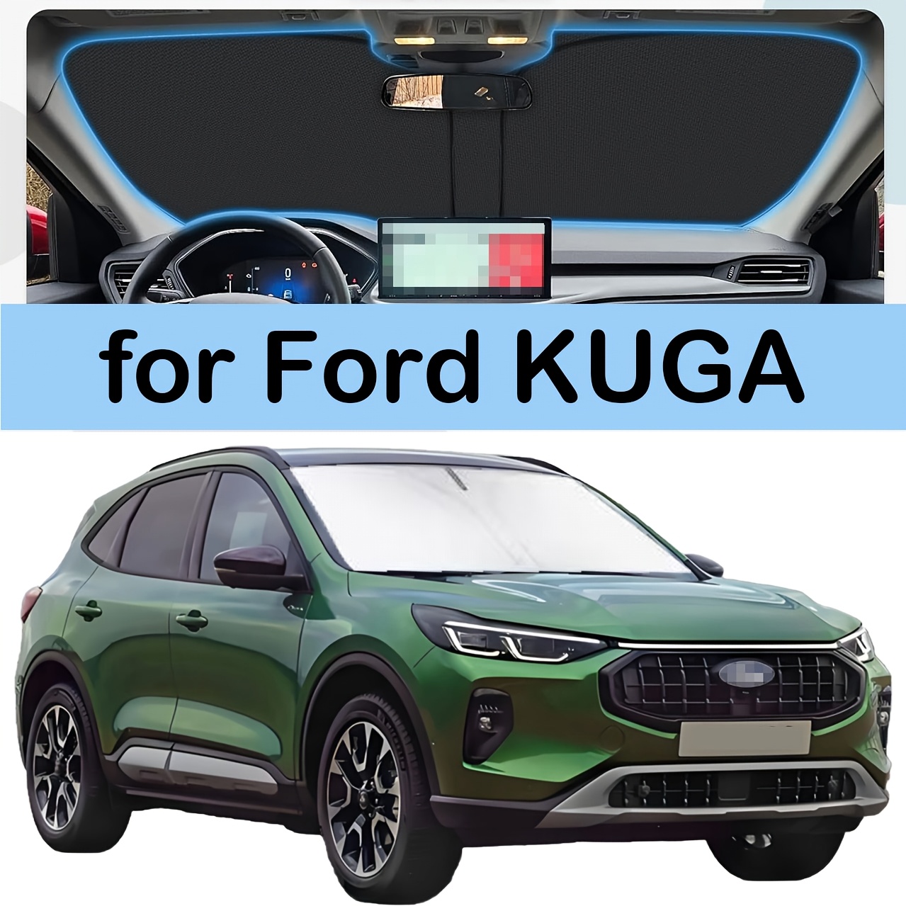 TEMU For Ford Kuga Windshield Sun Shade, Foldable Sun Visor With Storage Bag, Uv Protection & Heat Insulation, Blocks Sunlight Heat , Usable All Year