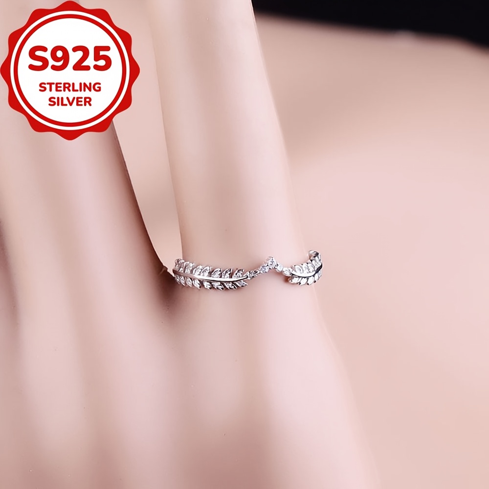 925 Silver Leaf Crown Ring Gold Plated CZ Perfect for Celebrations