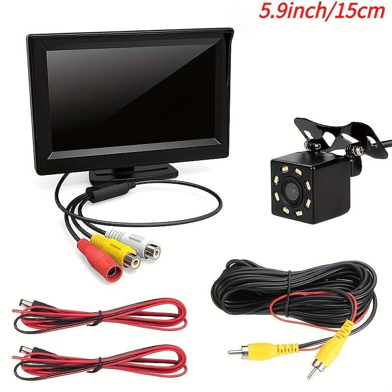 Car Rearview Mirror Hd Parking System With Night .3 Inch Monitor 8 Led Hd Reverse With For And Reversing Perfect For Cars Pickups Suvs No Battery Required