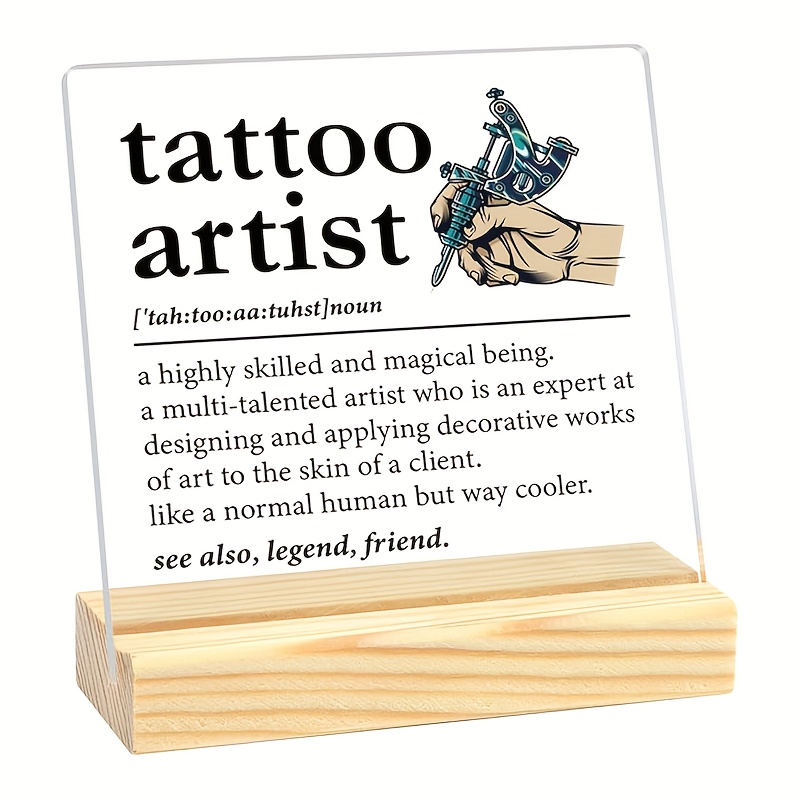 TEMU 2d Flat, Tattoo Artist Gift - Acrylic Tattoo Sign With Lettering & Definition - Desktop Decoration For , Office, Home - No Electricity Needed -