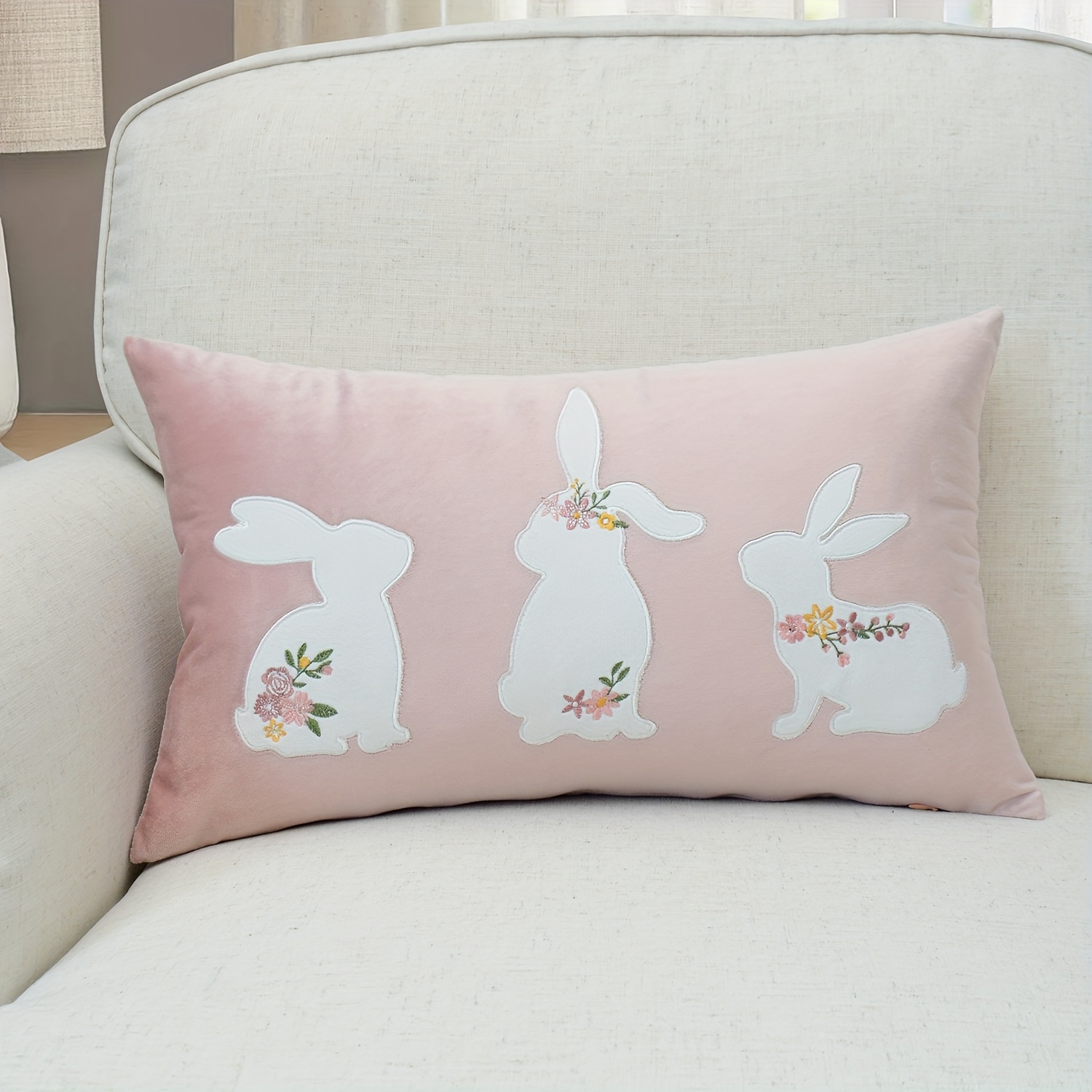 

1pc Easter Flowers Pillowcase, For Indoor Decoration, Easter Pillowcase, Without Core